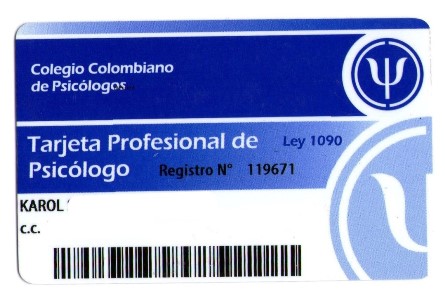 Example: my license card in Colombia
